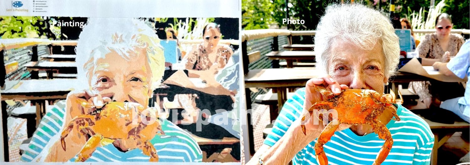 before and after photo of our custom paint by numbers kit from loris paint 6