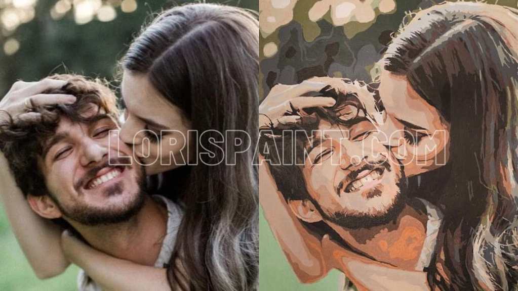 before and after photo of our custom paint by numbers kit from loris paint 3