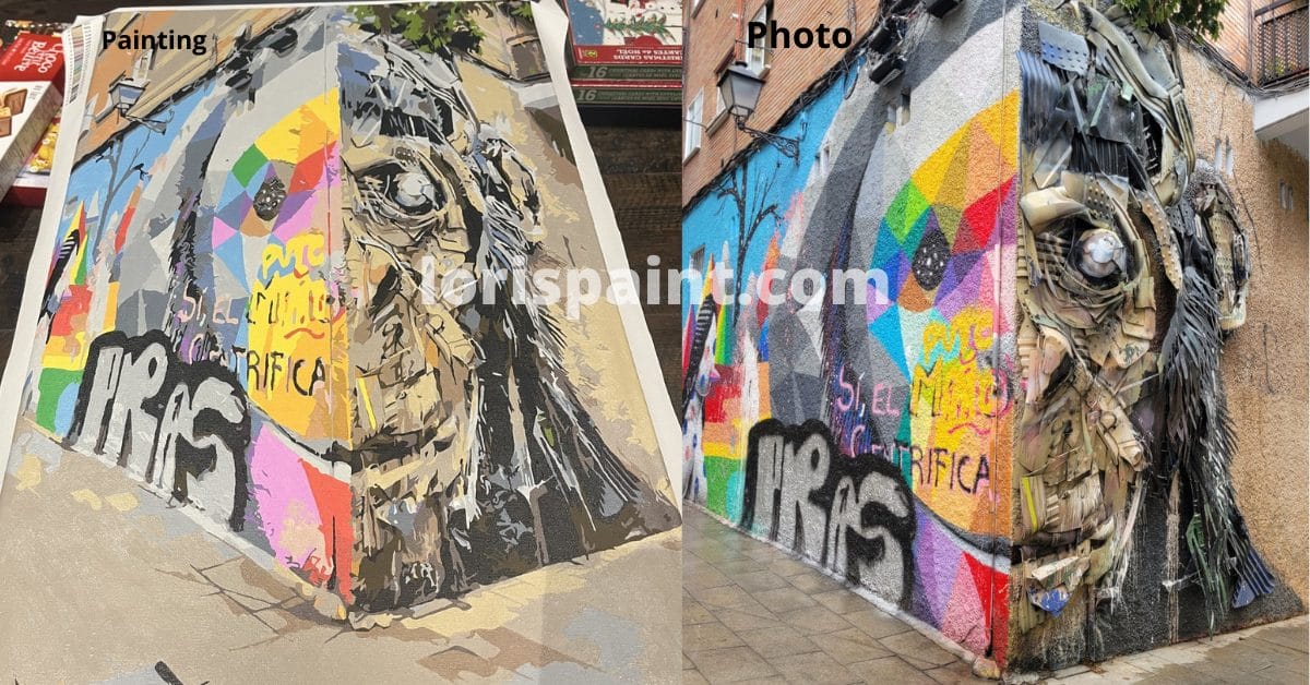 before and after photo of our custom paint by numbers kit from loris paint