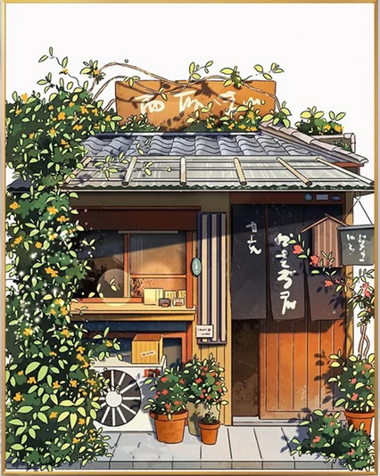 Small Japanese Hut Paint by Numbers