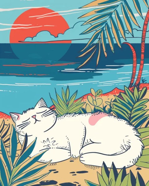 Sleeping Kitty Paint by Numbers
